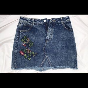 Embroidered Denim Skirt